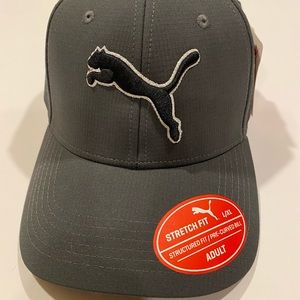PUMA MEN STRETCH FIT FITTED BLACK GREY HAT CAP